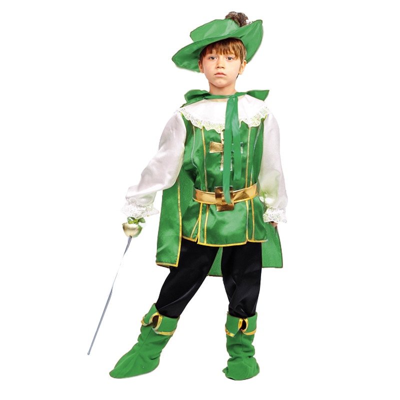 Costum Muschetar copii verde royal 115 cm (4-5 ani)
