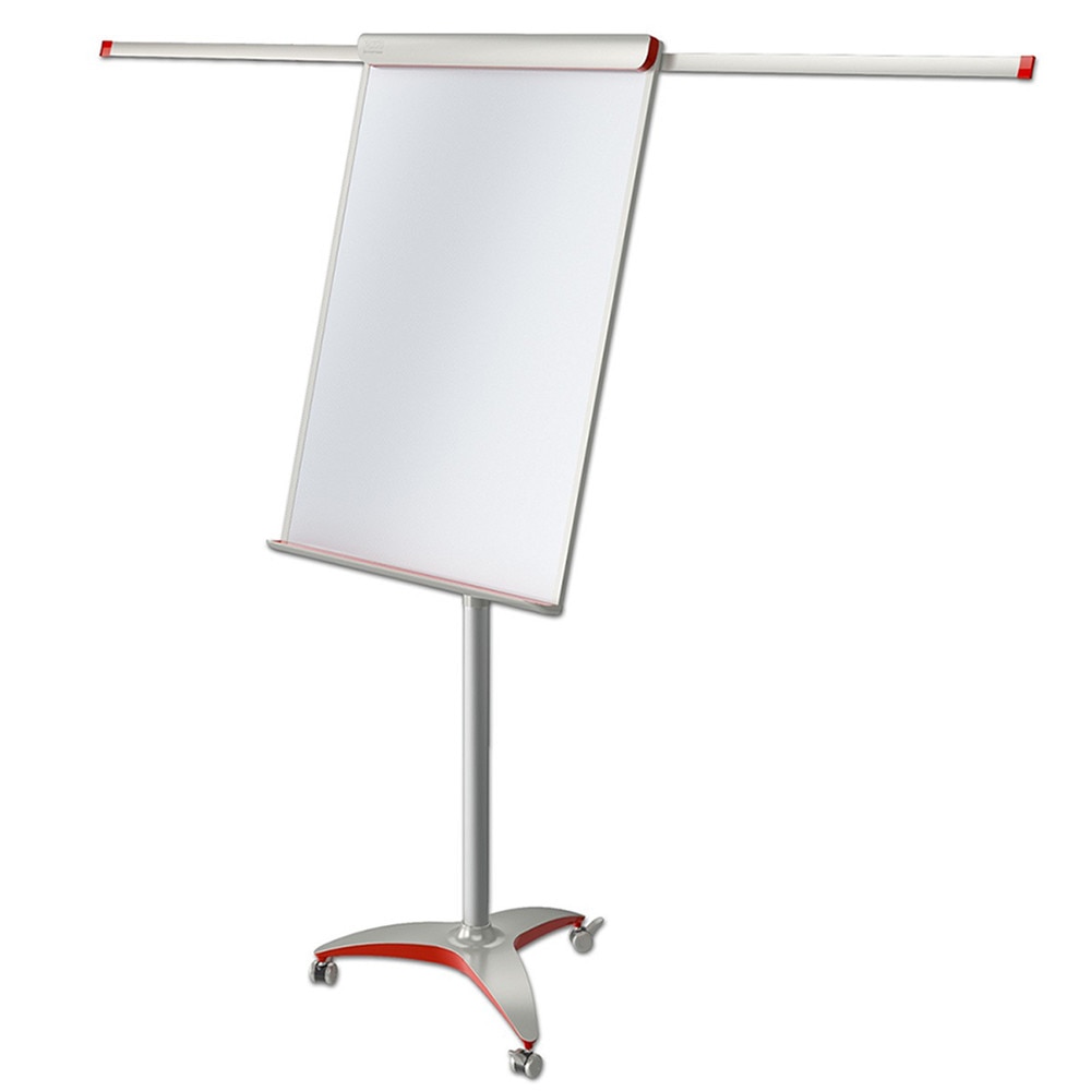 Flipchart mobil, 2x3, Mobilechart Pro RED, 70x100 cm, brate laterale, inaltime ajustabila, clema prindere hartie