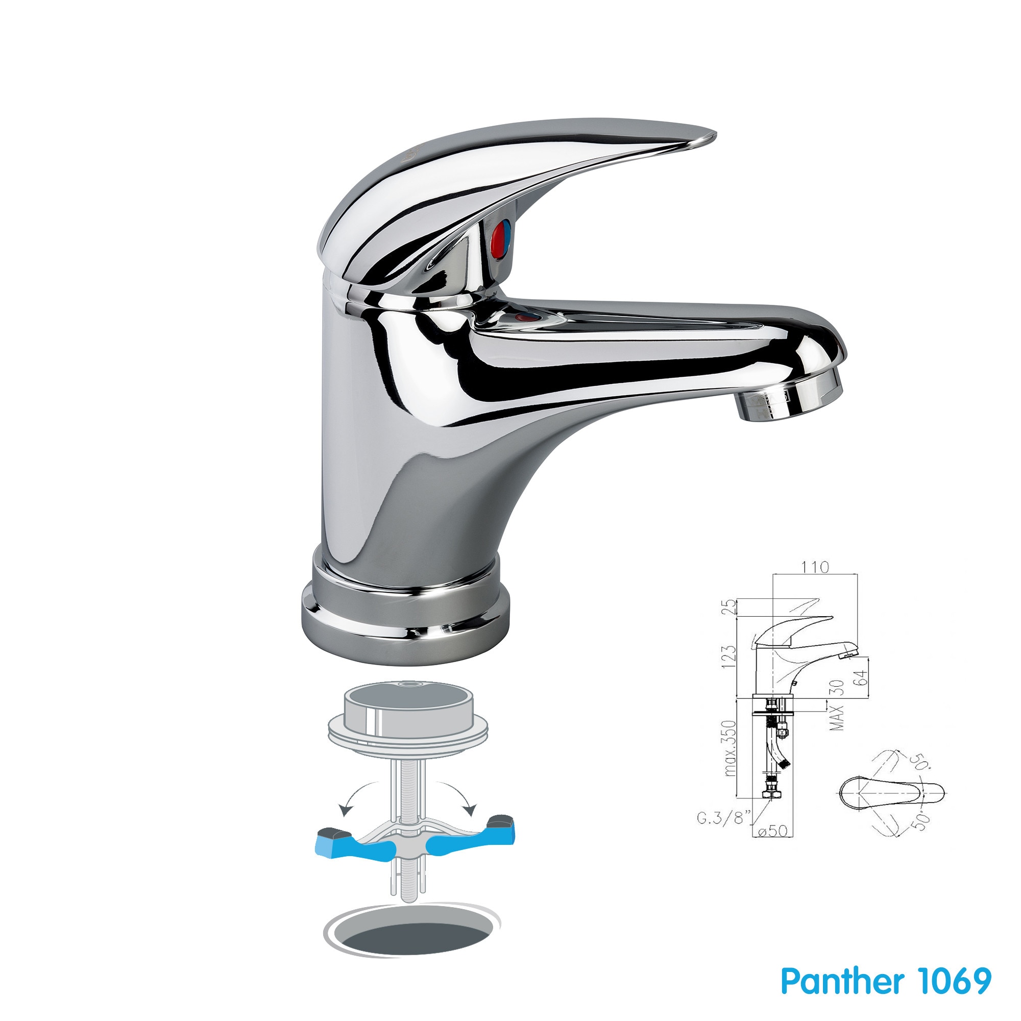 Baterie Sanitara Baie WOGRO - Panther 1069, cu sistem de prindere prin partea superioara