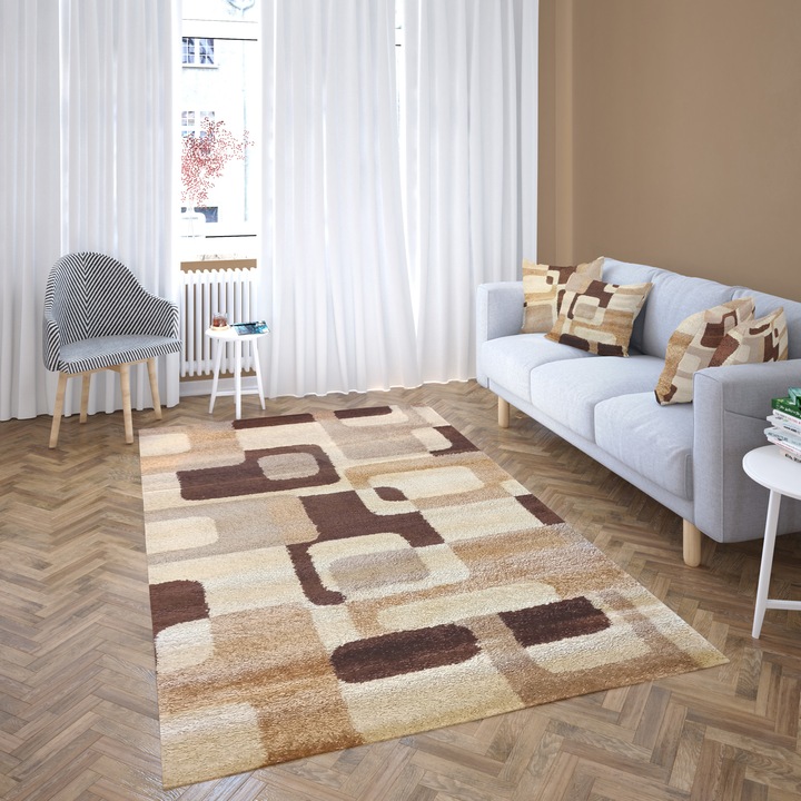 Gold Frise szőnyeg, modell 04247A Brown Ivory, 80 cm x 140 cm