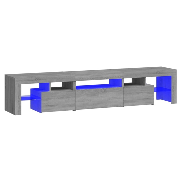 ТВ шкаф с LED осветление vidaXL, Сив сонома, 200x36,5x40 см, 40.1 Kg