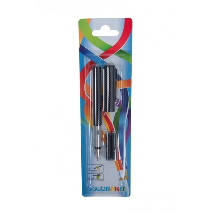 Stilou si 2 patroane Colorarte Moon 33200006, Capac Plastic Cu Clips Metalic