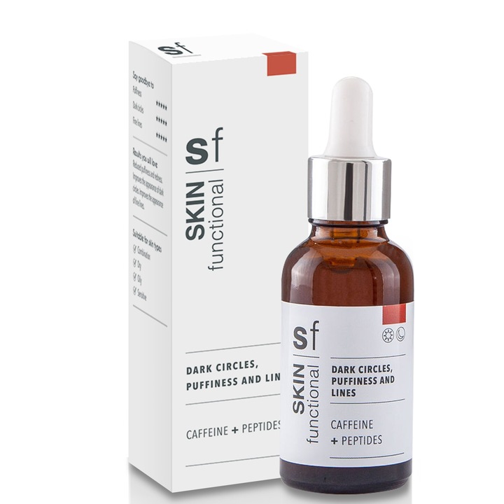 Ser Contur Ochi Skin Functional, cu Cofeina si Peptide, Efect Puternic Antirid, Anticearcan si Hidratant, pentru Zi si Noapte, 30 ml
