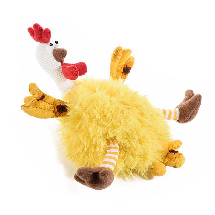 Figurina Gaina din textil galben 20x12x25 cm