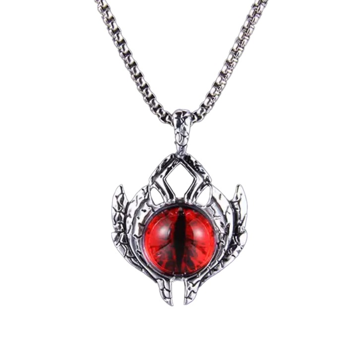 EFAYN.RO lánc sárkányszem medállal, unisex, piros kristály