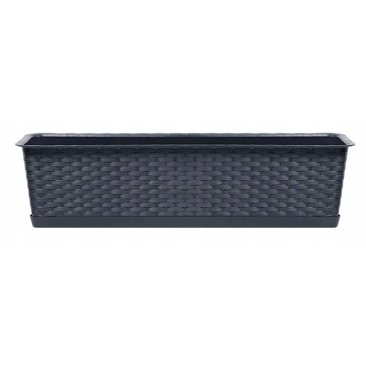 Ghiveci pentru balustrada, Prosperplast, Plastic, 79x16x15cm, Gri inchis