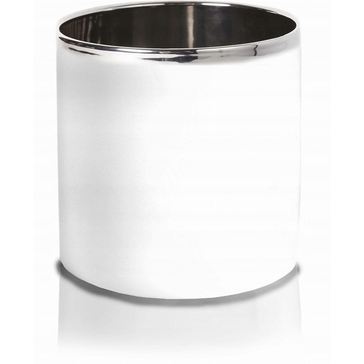 Ghiveci flori, Polnix, Ceramic, 22cm, Alb/Argintiu