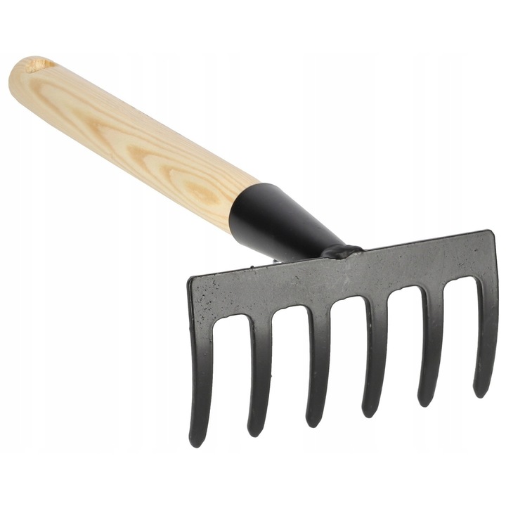 Мини гребло, Kotarbau, Метал/Дърво, 6 зъба, 33 см, Черен