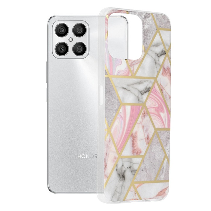 Калъф за Honor X8, Techsuit Marble Series, Pink Hex