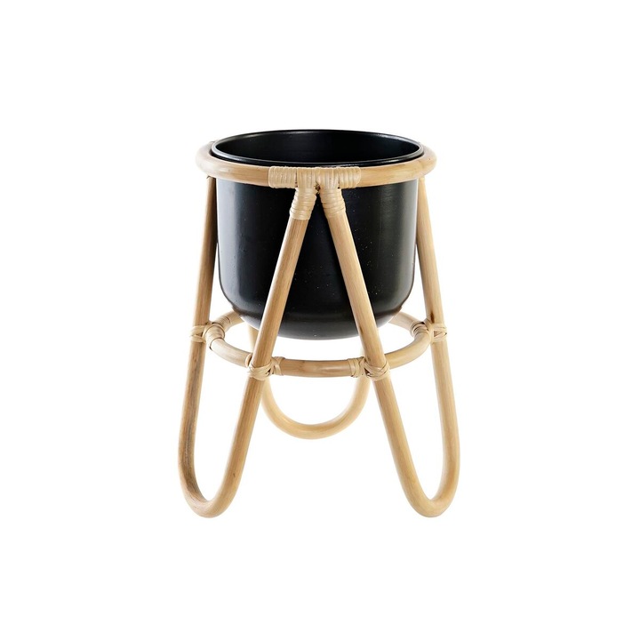 Ghiveci DKD Home Decor, Metal, Negru, 26x26x40cm