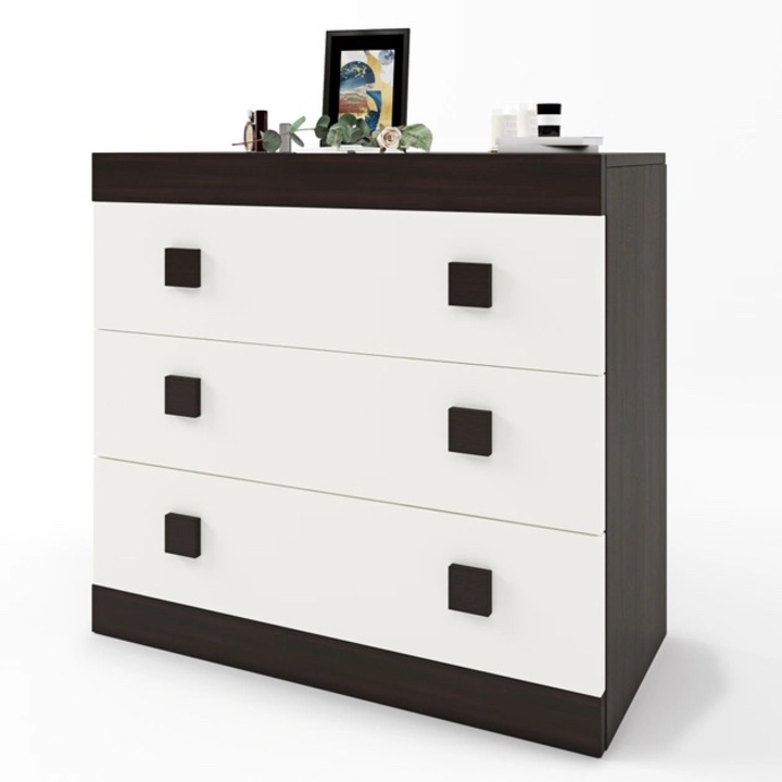 Comoda Sonata 1, Everest, 75 x 80 x 38 cm, Wenge inchis/Alb