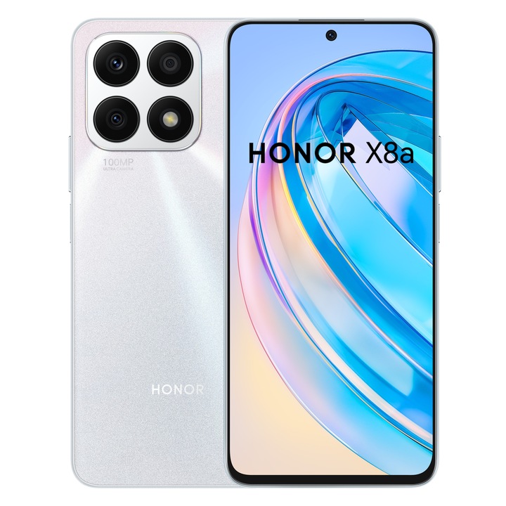 Смартфон Honor X8a, 128GB, 6GB RAM, 4G, Titanium Silver