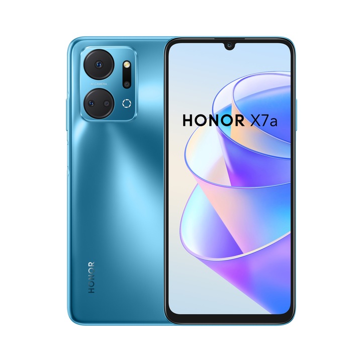 Honor X7a Mobiltelefon, Kártyafüggetlen, 4GB RAM, 128GB, Dual SIM, LTE, Óceánkék