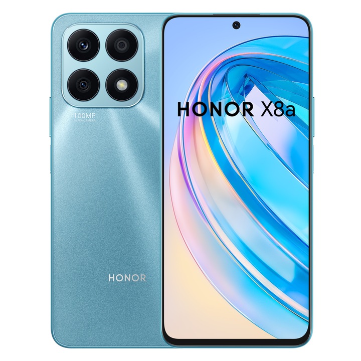 Honor X8a Mobiltelefon, Kártyafüggetlen, 6GB RAM, 128GB, Dual SIM, LTE, Cián kék