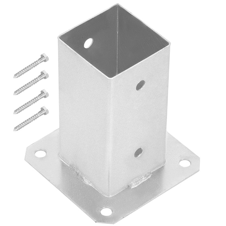Baza insurubabila stalp, Kotarbau, Metal, 70 x 70 x 150 mm, Argintiu