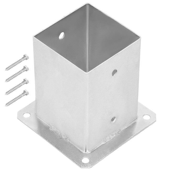 Oszlop talp, csavaros, Kotarbau, Fém, 100 x 100 mm, Ezüst