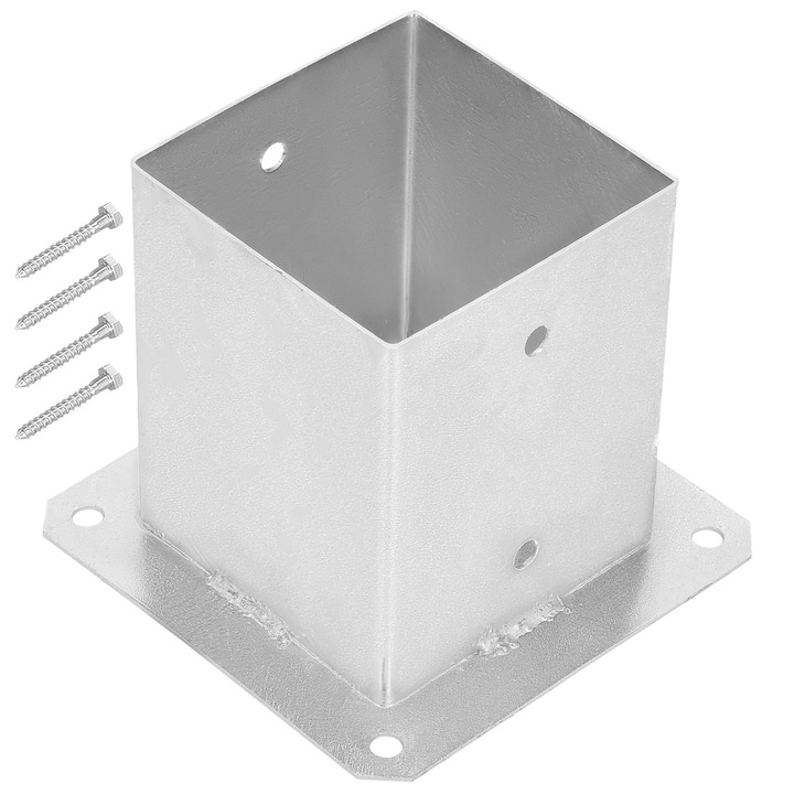 Oszlopos csavaros talp, Kotarbau, Fém, 120 x 120 mm, Ezüst