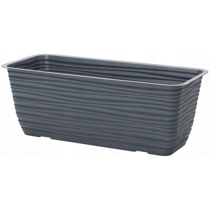Jardiniera cu suport, Form-plastic, Plastic, 39x14.5cm, 5.7L, Gri inchis