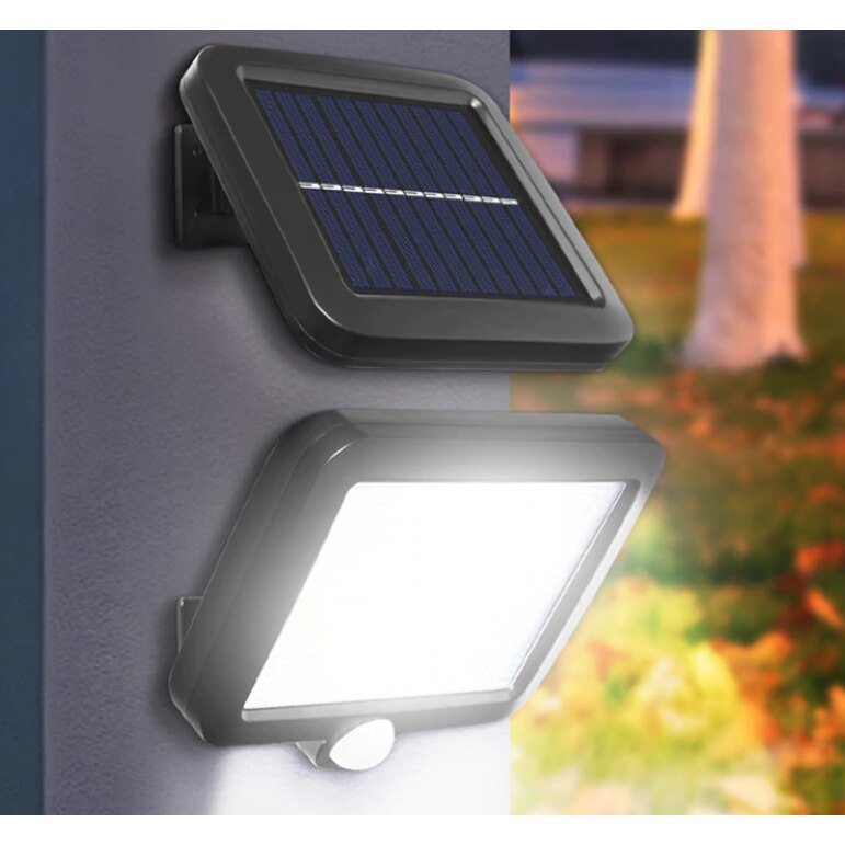 Set 2 x Proiector 120 LED cu panou solar, senzor de miscare, 3 moduri ...