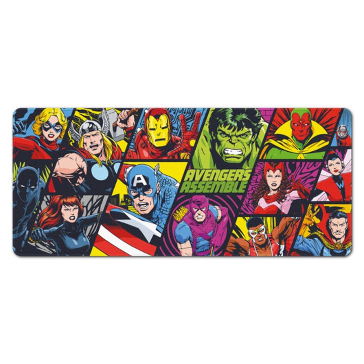 Професионална игрална и настолна подложка за мишка Marvel Avengers, модел XL, неплъзгаща се, водоустойчива, 80x35 см
