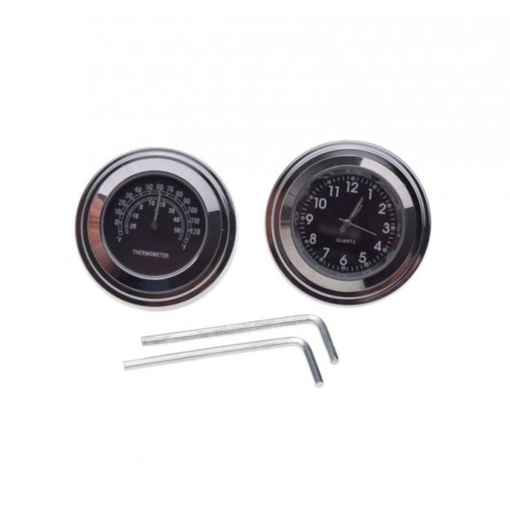 Set 2 ceasuri pentru temperatura si ore, culoare negru, diametru 44mm