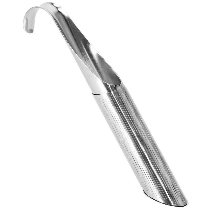 Springos teaszűrő, 15 x 2 cm, rozsdamentes acél, ezüst