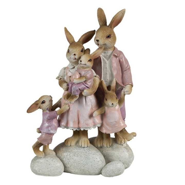 Розови фигурки на великденски зайчета от полирезин,11x6x18 см