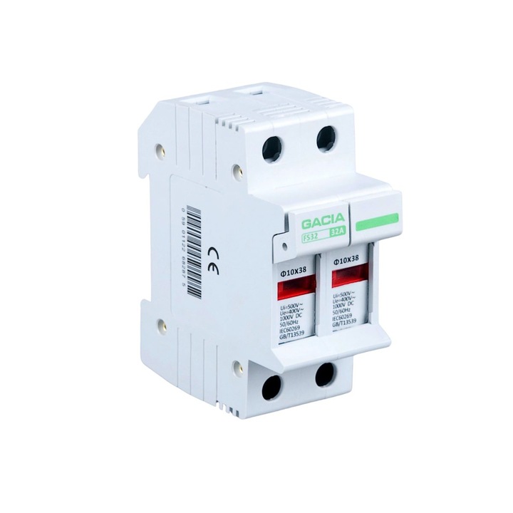 Двуполюсна снова за стопяем предпазител GACIA, 2P, 32A, 1000V DC