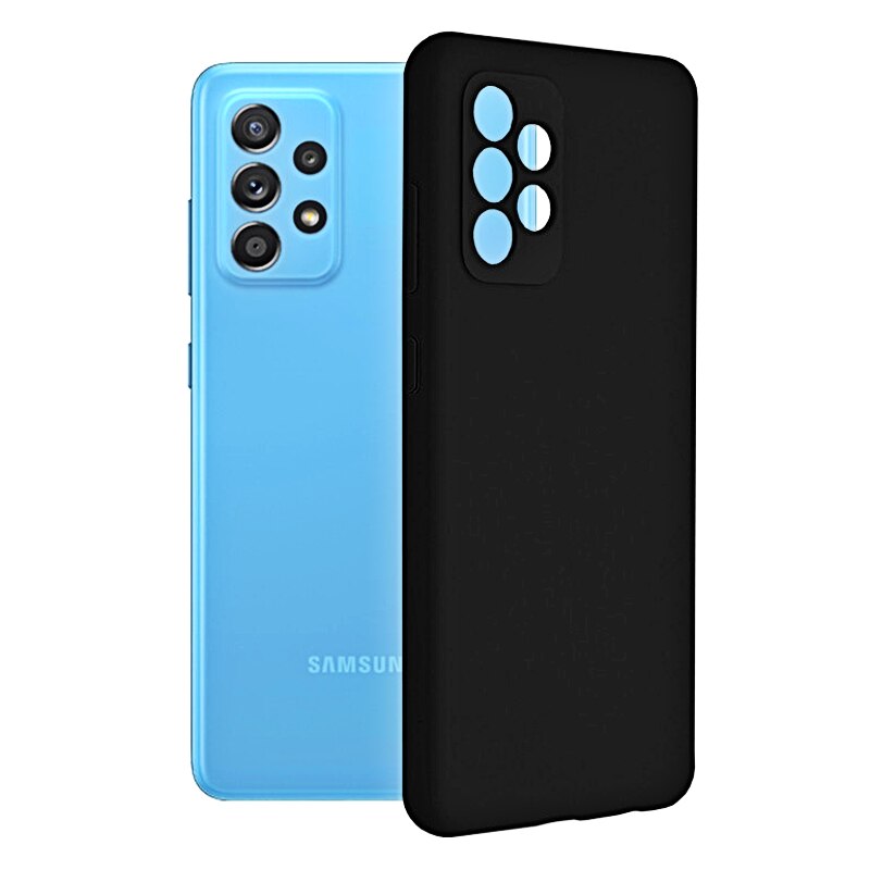 Husa Premium pentru Samsung Galaxy A52 4G / A52 5G / A52s 5G cu Protectie la Camere si Interior de Microfibra Silicon Negru