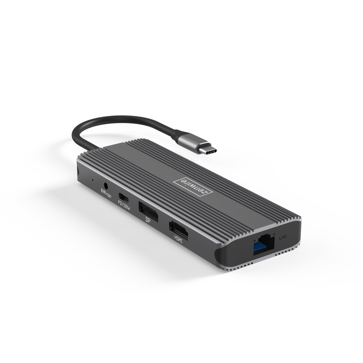 ХЪБ USB-C 10in1 Display Port 1.4 HDMI 2.1 8K 4K 120Hz 60Hz Full HD 144Hz USB 3.0 SD Power Delivery 100W Macbook M1 M2 Zenwire