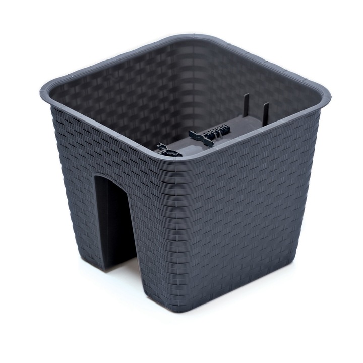 Edények a korláthoz, Prosperplast, 19 x 19 cm, Fekete