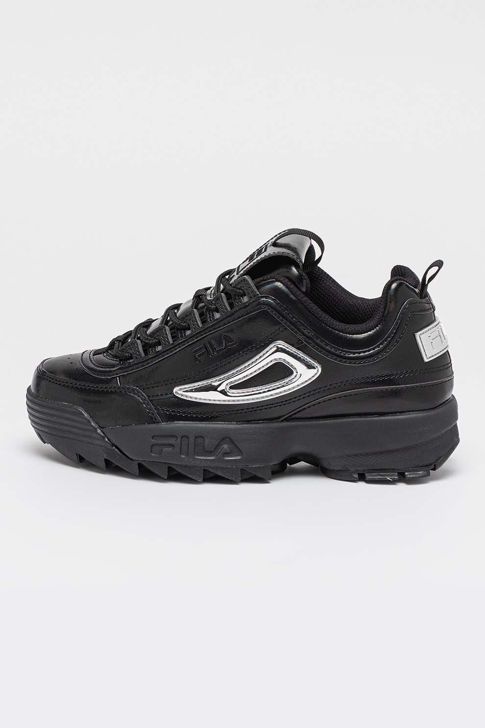 Fila Pantofi sport de piele ecologica Disruptor Negru Argintiu