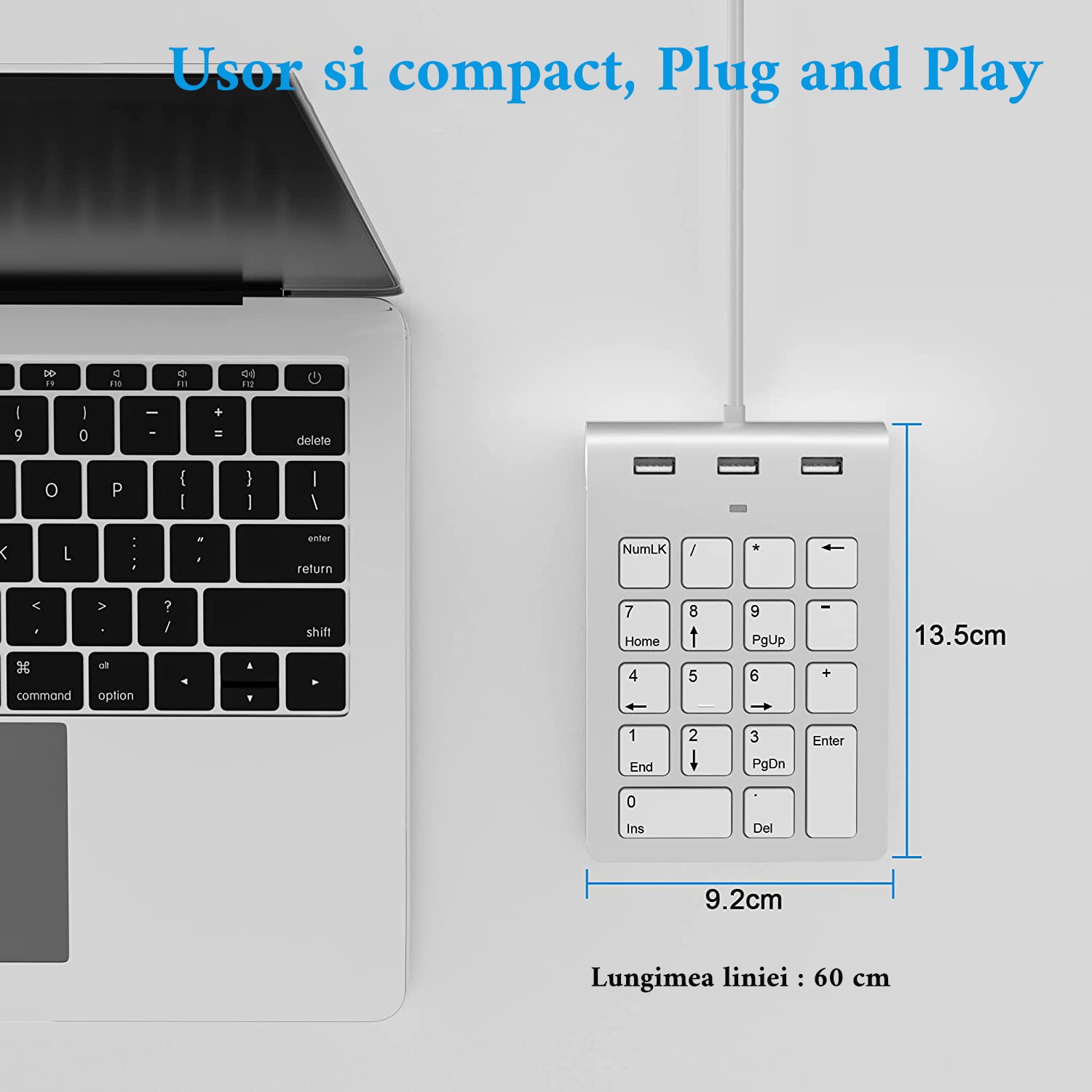 Tastierino Numerico USB Portatile | Mini Keypad 19 Tasti Ultrasottile | Antiscivolo Per Laptop E Desktop | Plug And Play Nero