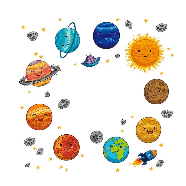 Dekoratív matrica, öntapadó, Cosmos, Solar System, sokszínű, MaffStuff