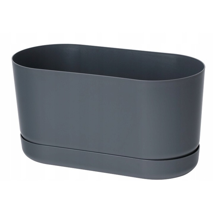 Ghiveci, Form-plastic, Oval, Plastic, 14cm, Gri inchis