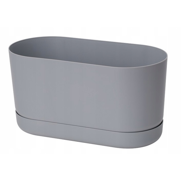 Ghiveci, Form-plastic, Oval, Plastic, 14cm, Gri
