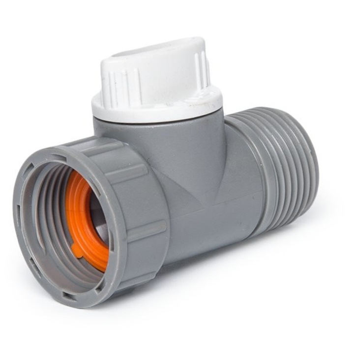 Съединител, рампа, вентил с резба, 3/4'', пластмаса, сив