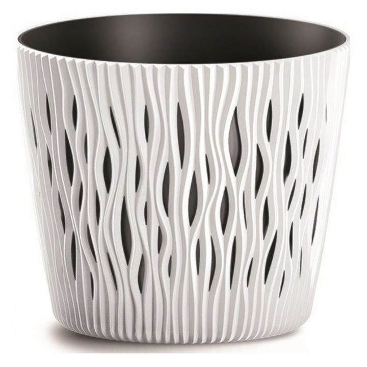 Ghiveci flori, Prosperplast, Plastic, 12.8 x 11.2 cm, Alb