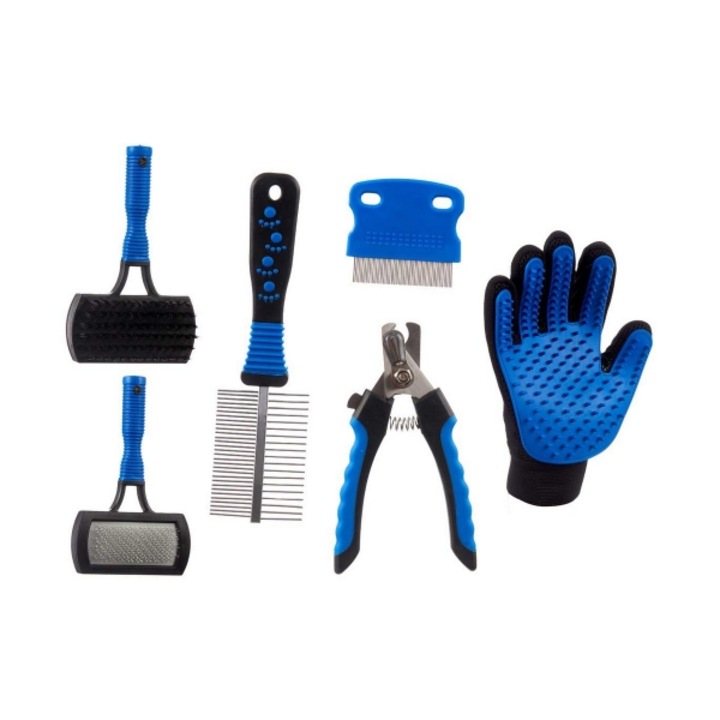 Set de Igiena Animale de Companie 6 Piese Albastru/Negru