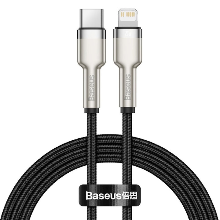 Baseus Cafule USB-C kábel a Lightning, PD, 20 W, 1 m, fekete