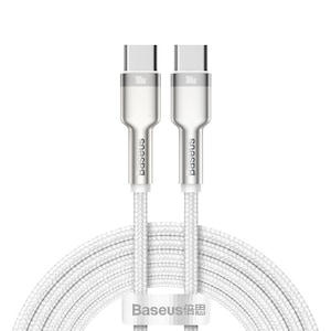 Cablu Baseus Cafule USB-C Seria Metal 100W 2m, Alb