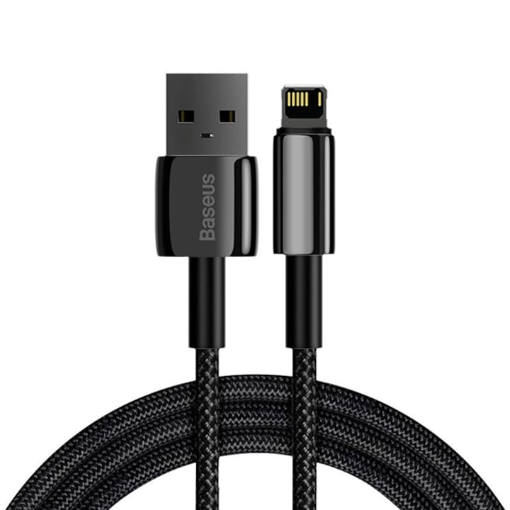 Baseus Tungsten Gold USB-kábel a Lightning, 2,4A, 1 m, fekete