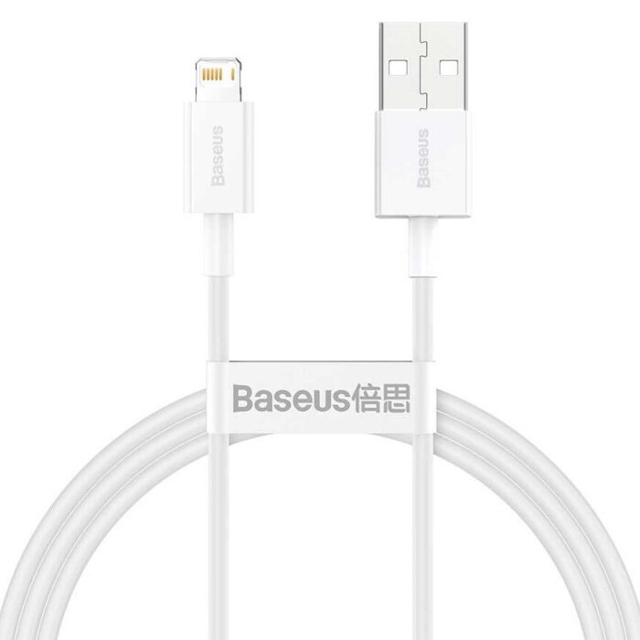 Cablu alimentare si date Baseus, Superior, Fast Charging, USB la Lightning 2.4A 1m, Alb