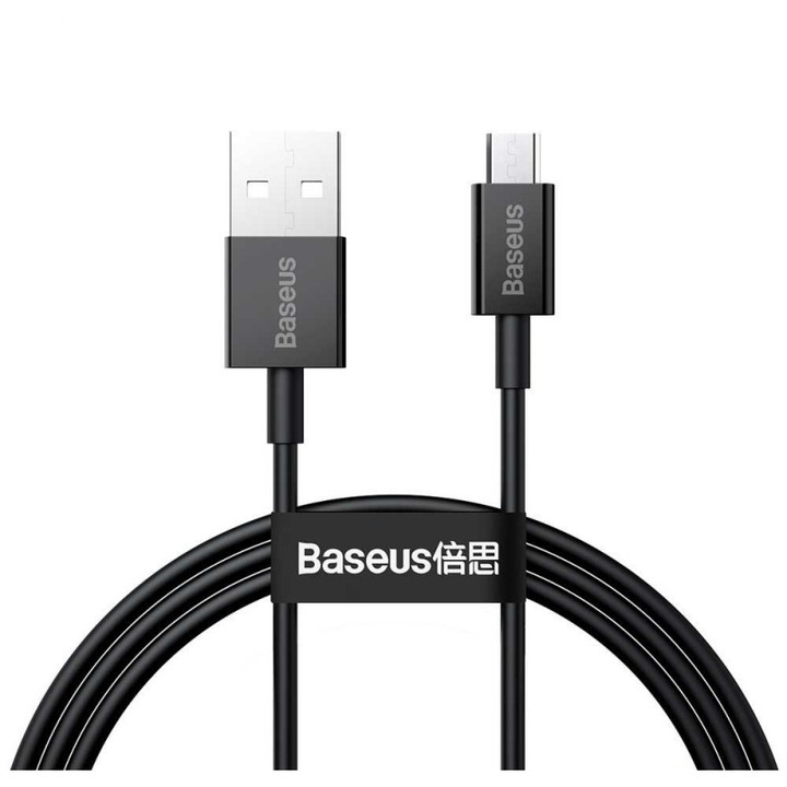 Кабел за захранване и данни Baseus, Superior, Fast Charging, USB to Micro-USB 2A 1m, черен
