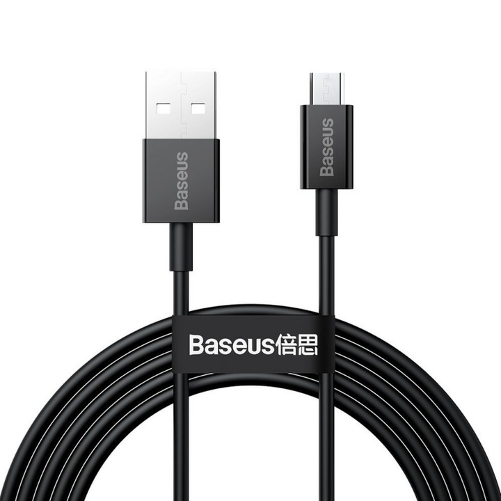 Кабел за захранване и данни Baseus, Superior, Fast Charging, USB to Micro-USB 2A 2m, Черен