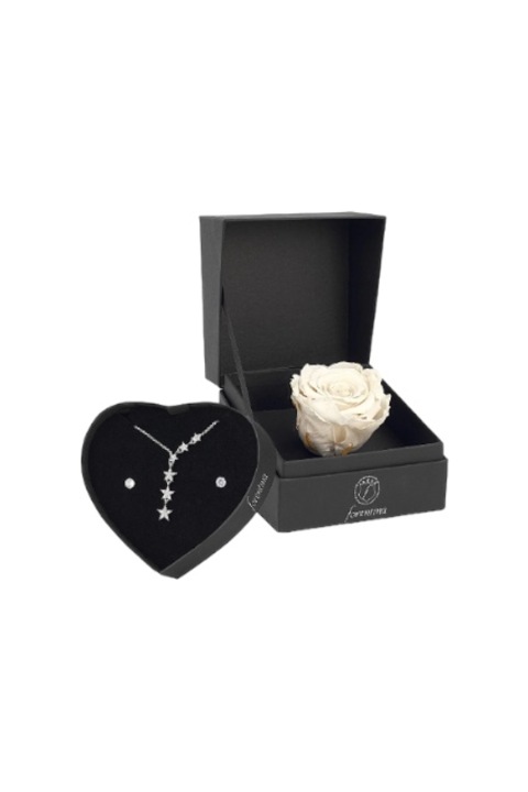 Set dama, FORENTİNA, colier, cercei, bratara, trandafir, natural etern