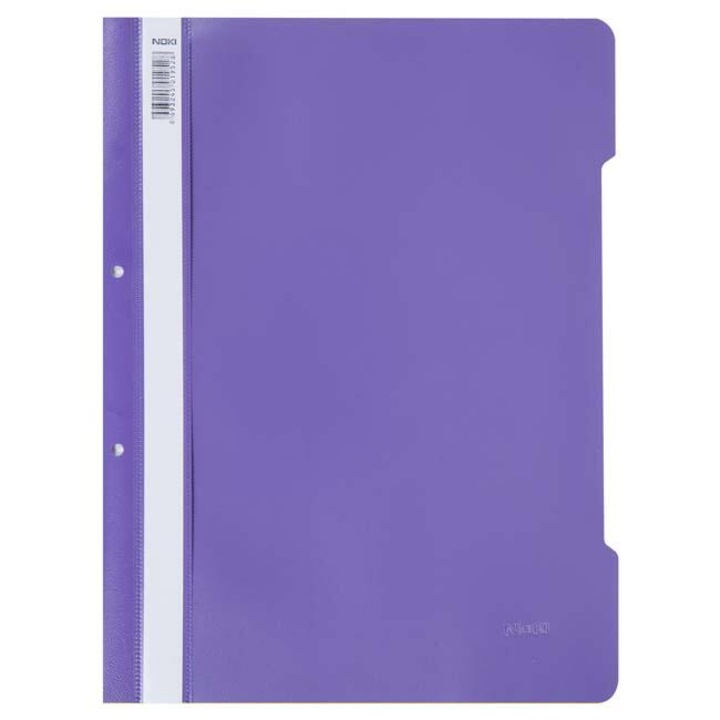 Dosar din plastic cu sina si perforatii, set 50 buc, A4, mov, Noki