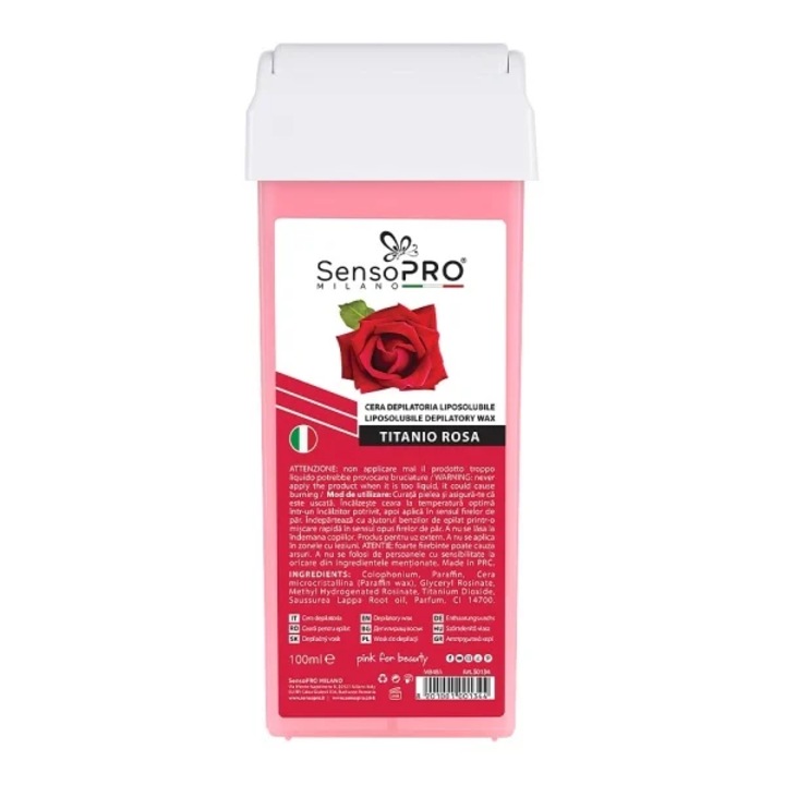 SensoPRO Milano egyszer használatos epilálóviasz, Titanio Rosa utántöltő 100ml
