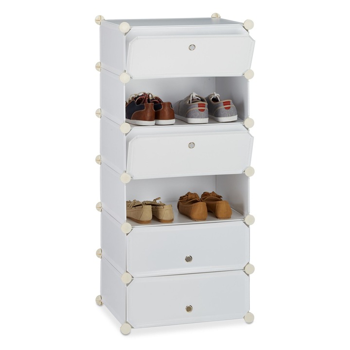 Pantofar tip dulap Relaxdays, alb, 107 x 49 x 37 cm, 12 perechi
