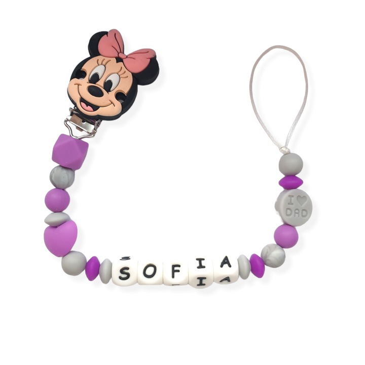 Lantisor personalizat pentru suzeta din silicon alimentar/mum&dad